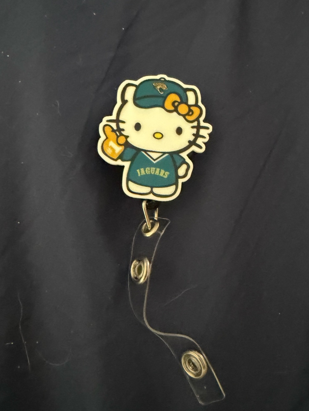 Hello Kitty Jaguars Badge Reel - Teal, Yellow, White